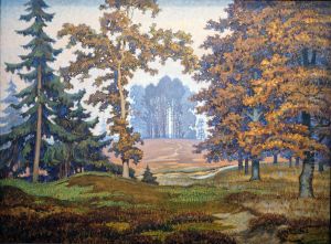 Baumgruppen in der Heide by Albert Konig