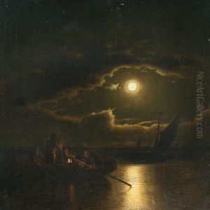 Seascape in the moonlight by Johann Friedrich Boeck