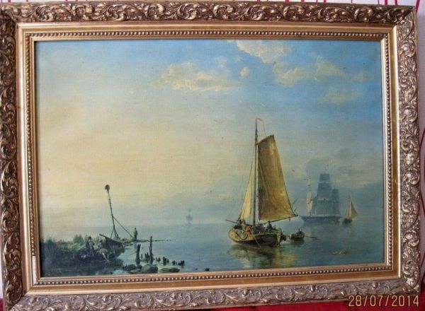 Fischerboote und grosses Segelboot bei abendlicher Ebbe - view 1