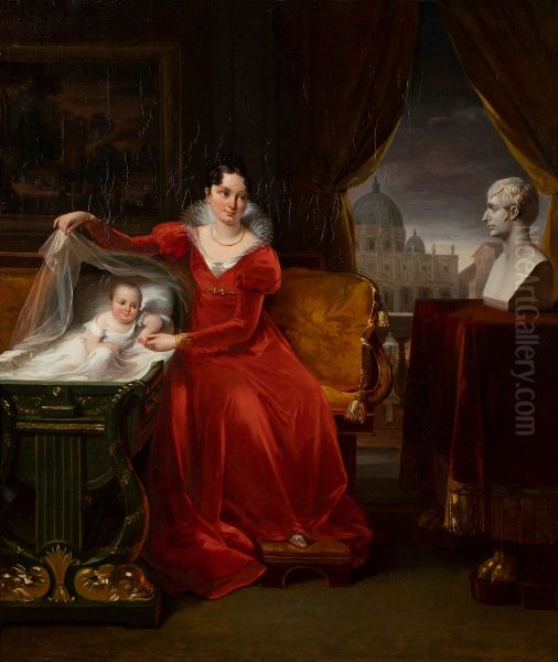 La comtesse Camille de Tournon designe a sa fille Alix le buste de son pere - view 1
