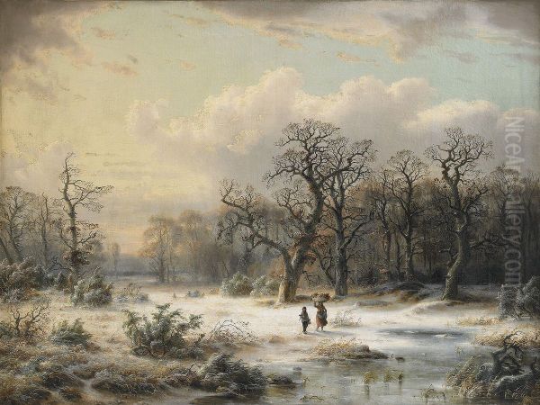 Winterlandschaft mit Mutter und Kind - view 1