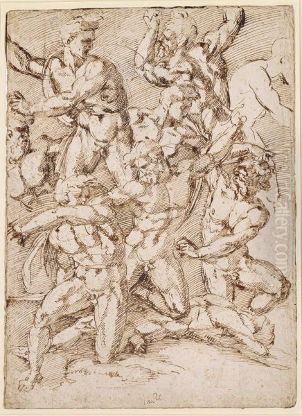 Battle scene with naked figures - view 1