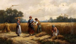 Bringing in the harvest by Hendrik Pieter Koekkoek
