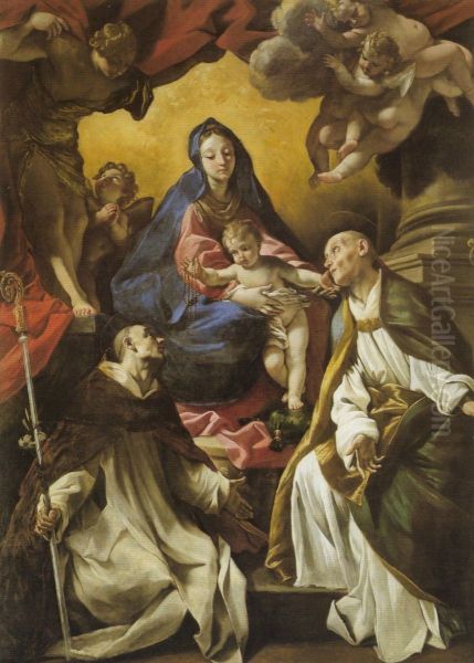 Madonna con il Bambino in trono con i Santi Domenico e Gennaro (gia Sant'Anselmo e Sant'Ugo o San Bruno) - view 1