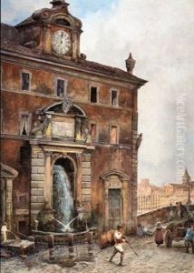 Fontana di Ponte Sisto a Via Giulia in Rome by Ettore Roesler Franz