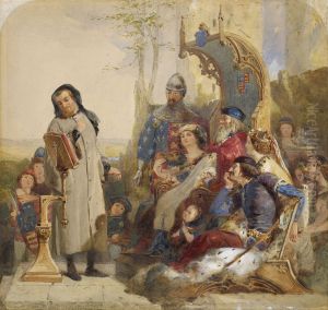 Chaucer at the Court of Edward III - Watercolour Version by Ford Madox Brown