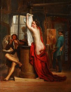 A Nude Model in an Artist's Studio by Hortense Haudebourt-Lescot