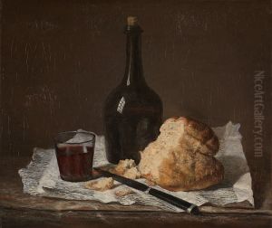 Still Life with Bottle, Glass and Loaf by Jean-Baptiste-Simeon Chardin