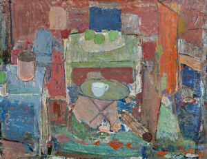 Still life on a red background by Immanuel Ibsen