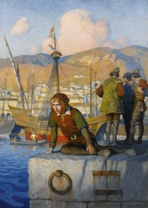 The Boy Columbus on the Wharf at Genoa (The Vision of Columbus) by N. C. Wyeth