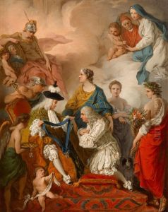 The Duke of Saint Aignan Investing Girolamo Vaini, Prince of Cantalupe and Duke of Selci, with the insignia of a Knight of the Holy Spirit