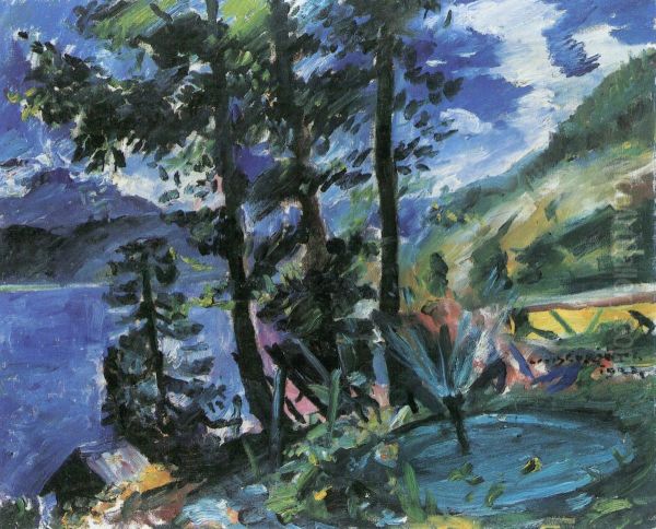 Walchensee mit Springbrunnen - view 1