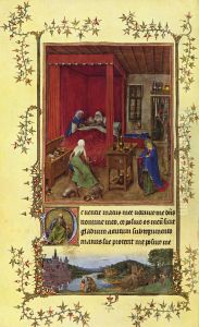 Tres Belles Heures de Notre-Dame (Turin-Mailander Gebetbuch), Szene: Die Geburt Johannes' des Taufers by unknown
