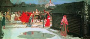 <<Svadebnyj poezd v Moskve>> by Andrei Petrovich Ryabushkin