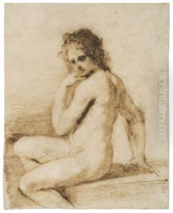 A seated female nude (Bathsheba) by Giovanni Francesco Barbieri