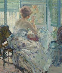 Woman at Her Dressing Table with Earring