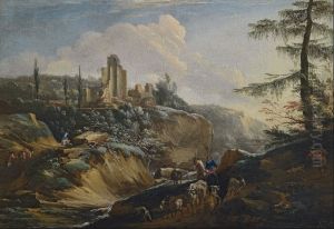 Landscape with Herders and Ruins by Philips Augustijn Immenraet