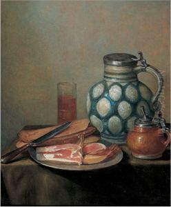 Still life with silver cup by Willem Gabron