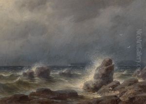 Brandung vor der Kuste der Insel Melada by Gottfried Seelos