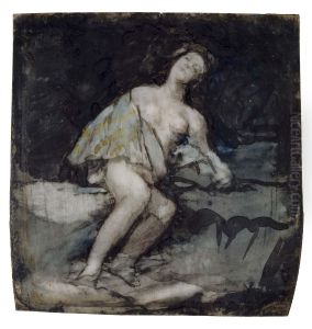 Nude Woman Reclining Against a Rock by Francisco Goya Fuendetodos