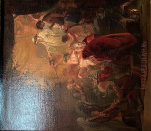 Initiation of a member at the Schildersbent in Rome by Domenicus van Wijnen