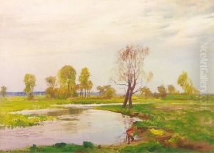 Meadow over the Warta river by Michal Gorstkin-Wywiorski