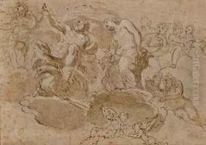 Etude De Plafond Avec Jupiter by Domenico Maria Canuti
