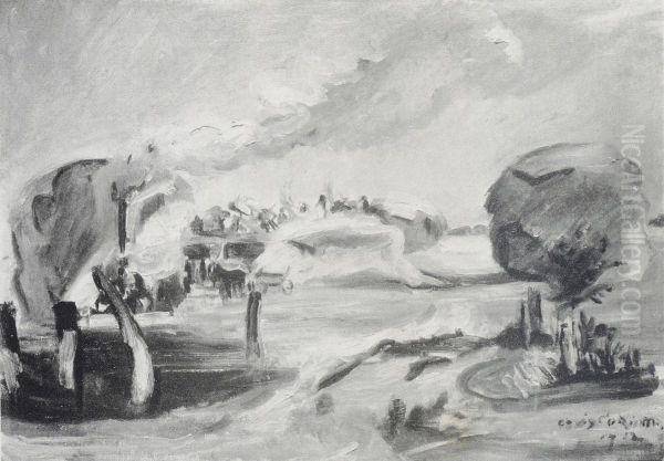 Landschaft mit Heuschobern - view 1