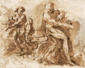 Hercules, Mit Dem Lowen Kampfend by Domenico Maria Canuti