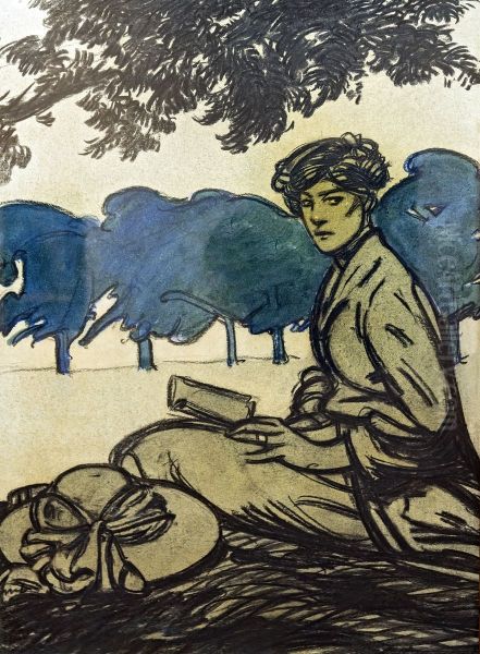 Woman Sitting in a Park - view 1