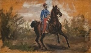 Chasseuron horseback. by Henri De Toulouse-Lautrec
