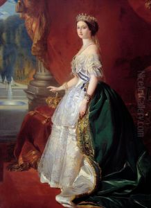 Portrait of Empress Eugenie in Court Dress. by Franz Xavier Winterhalter