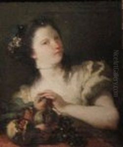 Portrait of young lady with fruits by Giovanni Domenico Tiepolo