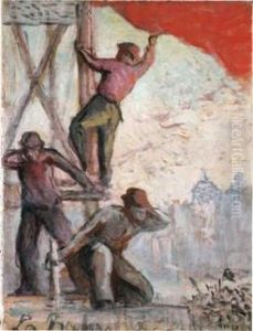 Le drapeau rouge ou la bataille syndicale by Maximilien Luce