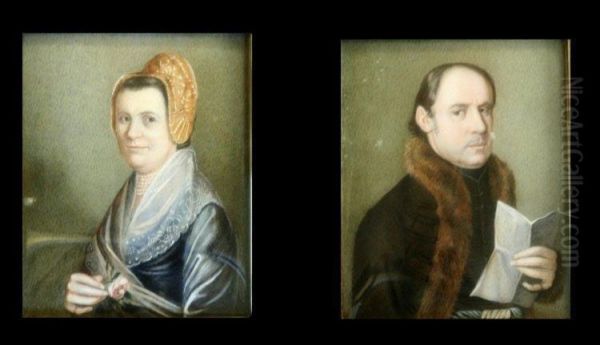 Miniatures Of A Gentleman And His Wife C1890 - view 1