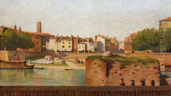 Etude des bords de Garonne avec la pile du vieux pont couvert de la Daurade - view 1