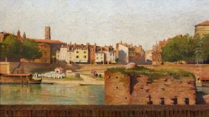 Etude des bords de Garonne avec la pile du vieux pont couvert de la Daurade
