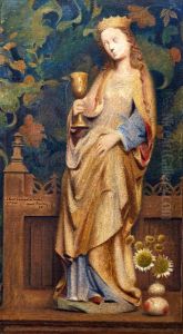 Composition with Saint Barbara and bouquet of immortelles by Henri Rachou