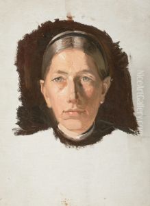 Hulda Brondum. Study. 44 x 39 cm. by Michael Peter Ancher