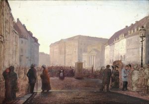 Hojbro Plads near Christiansborg Palace. Sketch. by Carl Christian Andersen