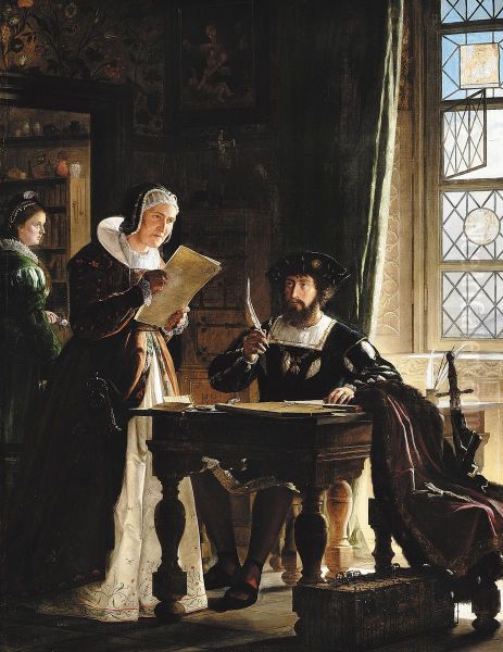 Sigbrit reviews the Customs records with King Christian II. - view 1