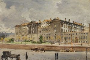 Christianborg Palace after the fire. Study. by Carl Christian Andersen