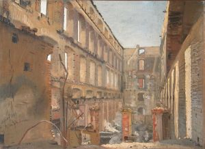The interior of Christianborg Palace after the fire. by Carl Christian Andersen