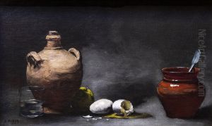 Still life with eggs by Augustin Theodule Ribot