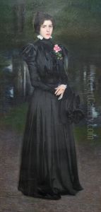 Full-length portrait of Adrienne Yarz by Henri Rachou