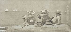 Three Boys on a beached Dory