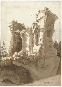 Ruins of the so-called Palazzo Maggiore on the Palatine by Cornelius van Poelenburgh