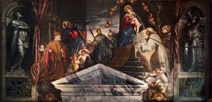 Andrea Gritti, assisted by St Mark, in front of Maria and the Saints Bernardino, Louis of Toulouse and Marina
