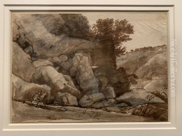 Rocky Landscape with Seated Figure - view 1