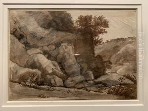 Rocky Landscape with Seated Figure by Claude Lorrain (Claude Gellee)